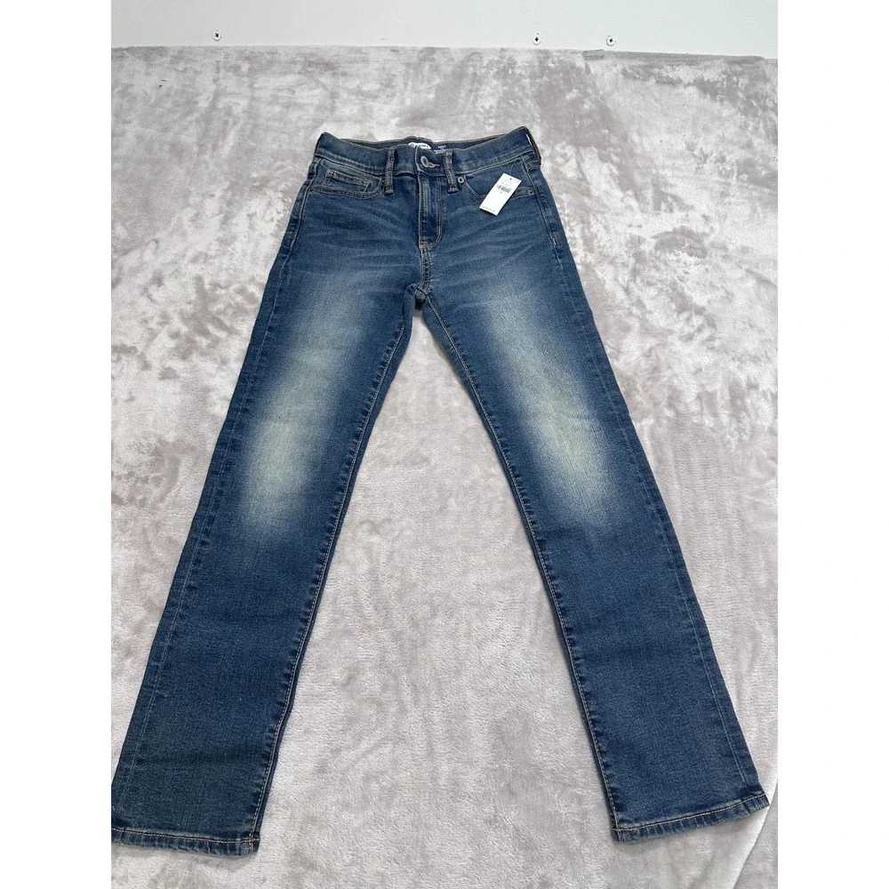 Old Navy Boys Straight Fit Jeans Size 10 Blue Karate Slim Zip Button NWT